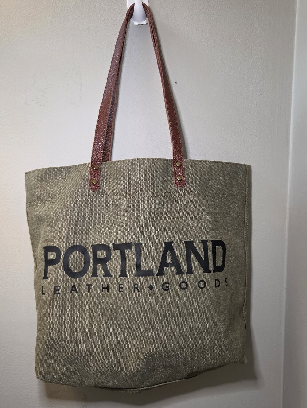 Portland Leather Deadwood Canvas Tote With Leather Handles PLG